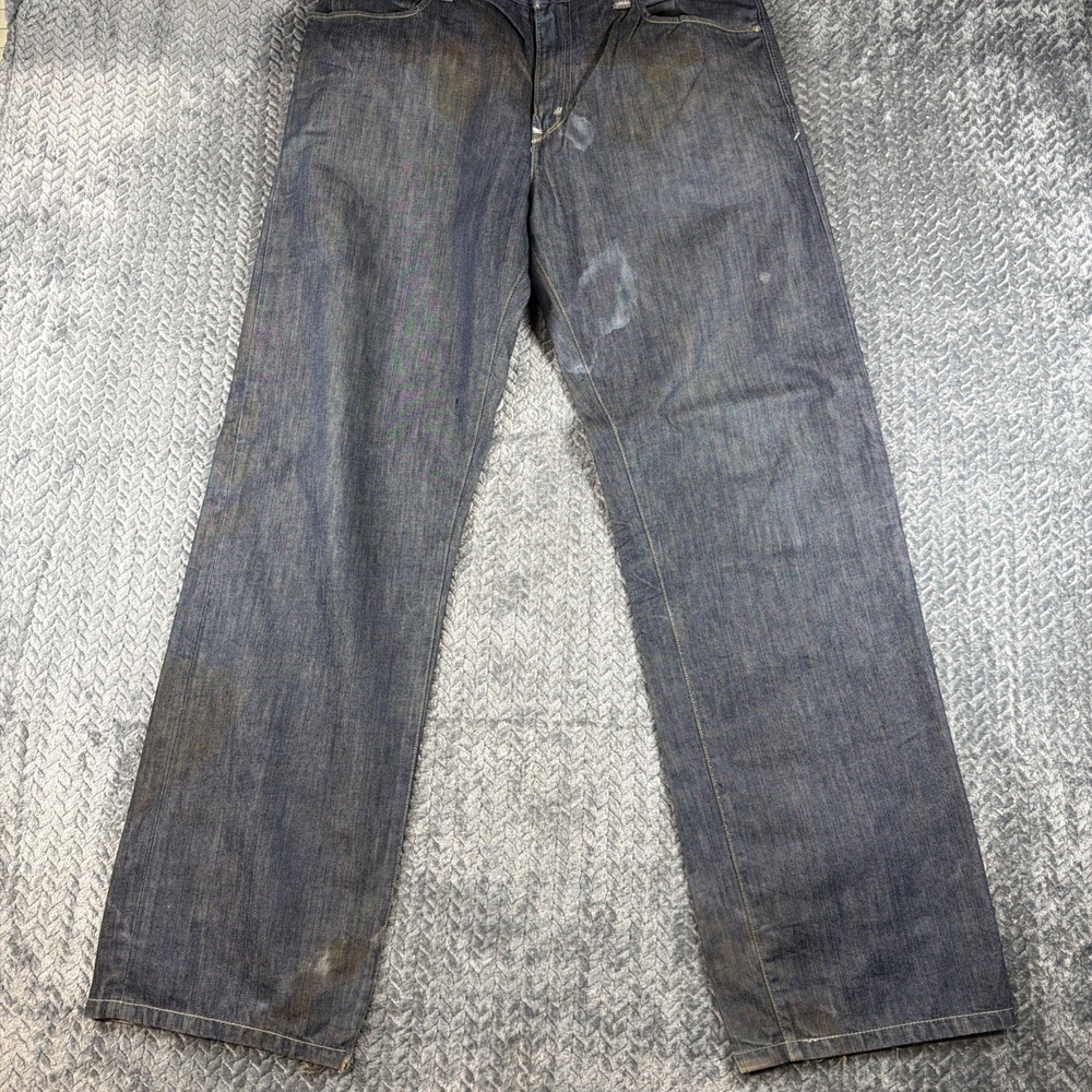 Levis 569 Loose Straight Dark Wash Blue Denim Jeans Men's 34x34 100% Cotton